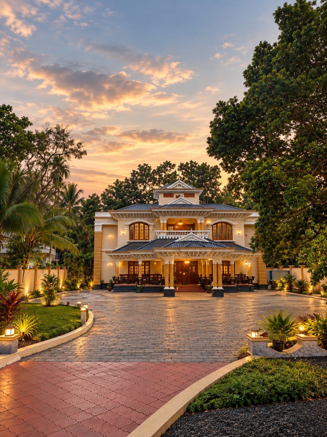 BM STAYS private villa in Thalikulam at dusk
