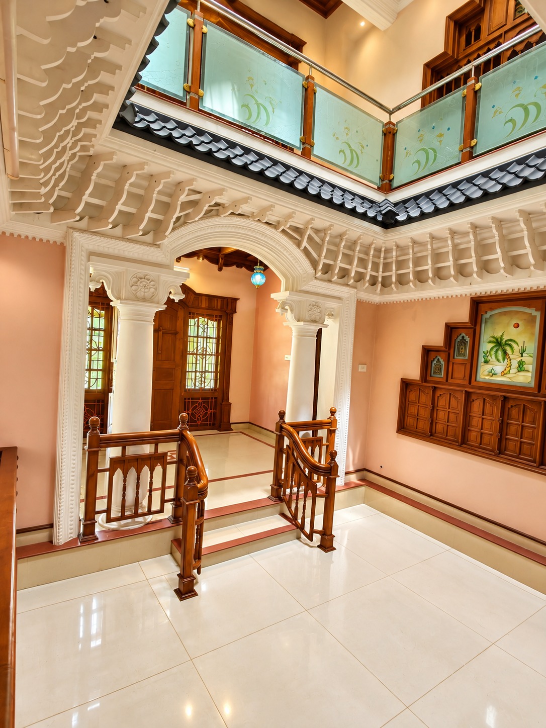 Carved arches and open atrium inside BM STAYS villa